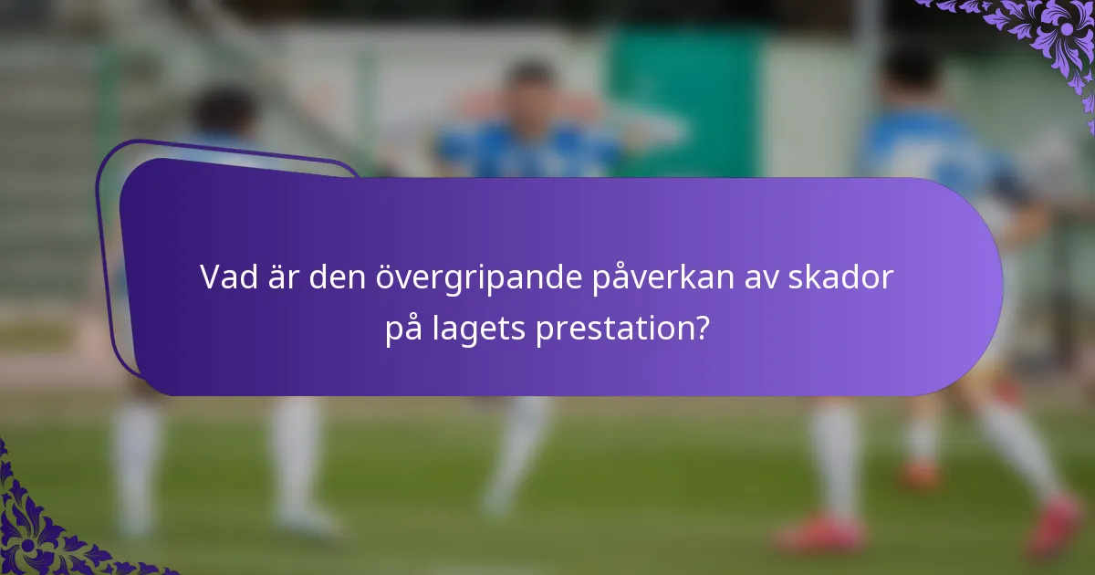 Vad är den övergripande påverkan av skador på lagets prestation?