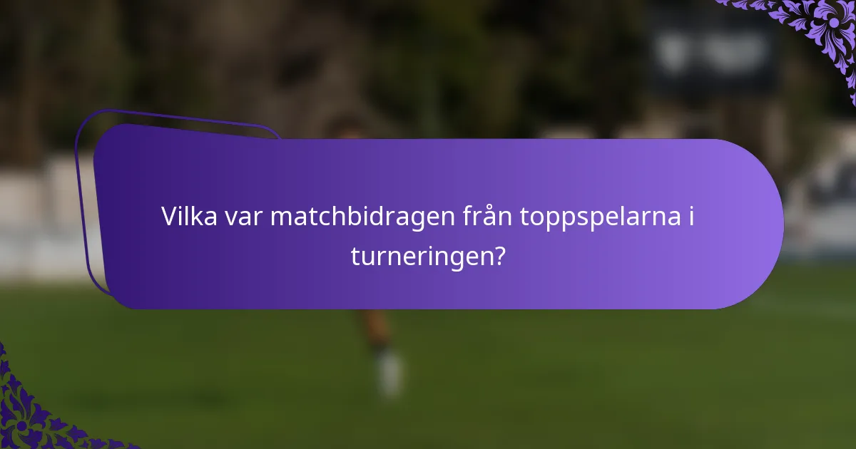 Vilka var matchbidragen från toppspelarna i turneringen?